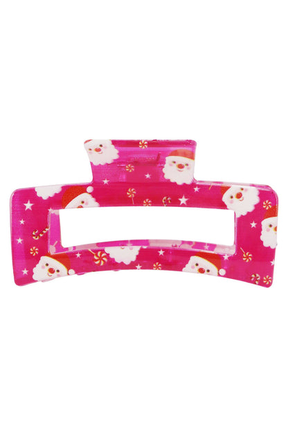 Christmas Santa Clear Block Hair Claw - 12 pcs