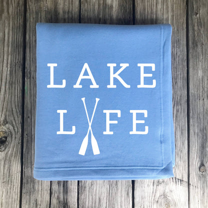 Lake Life Beach Blanket - Camping Sweatshirt Blanket: CHARCOAL