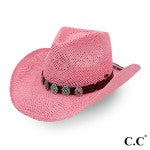 Pink Cowboy Hat With Turquoise Charm Trim Band