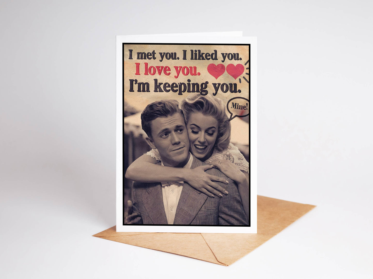Vintage Funny Handmade Cute Valentine Cards for Him, Her