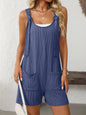 Rompers Overalls Knot Strap Shorts Jumpsuit: Blue / 65%Polyester+30%Viscose+5%Elastane / XL