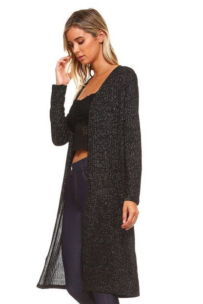 Yelete Metallic Knit Longline Cardigan CRD002