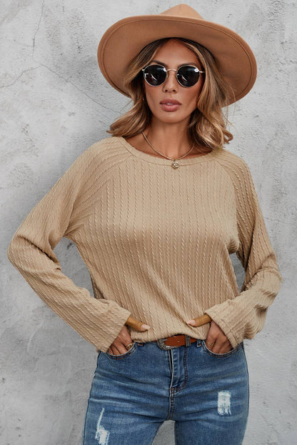 Ribbed Round Neck Knit Long Sleeve Top Shirt Little Daisy