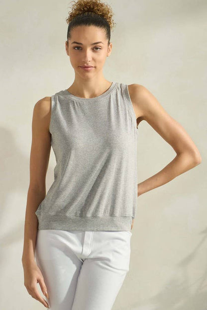 Women's Ribbed Viscose Crew Neck Loose Fit Tank