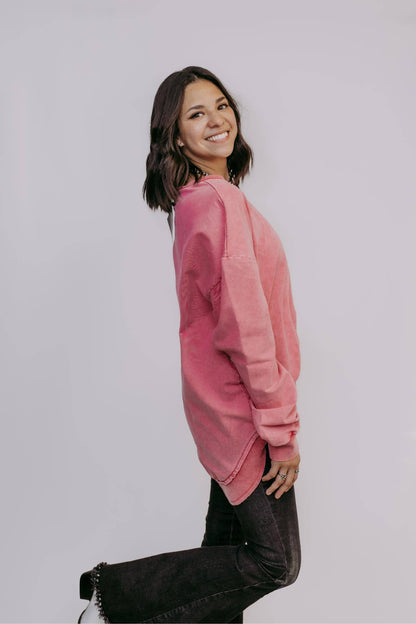 MK159 Acid Washed Sweatshirt - Pink