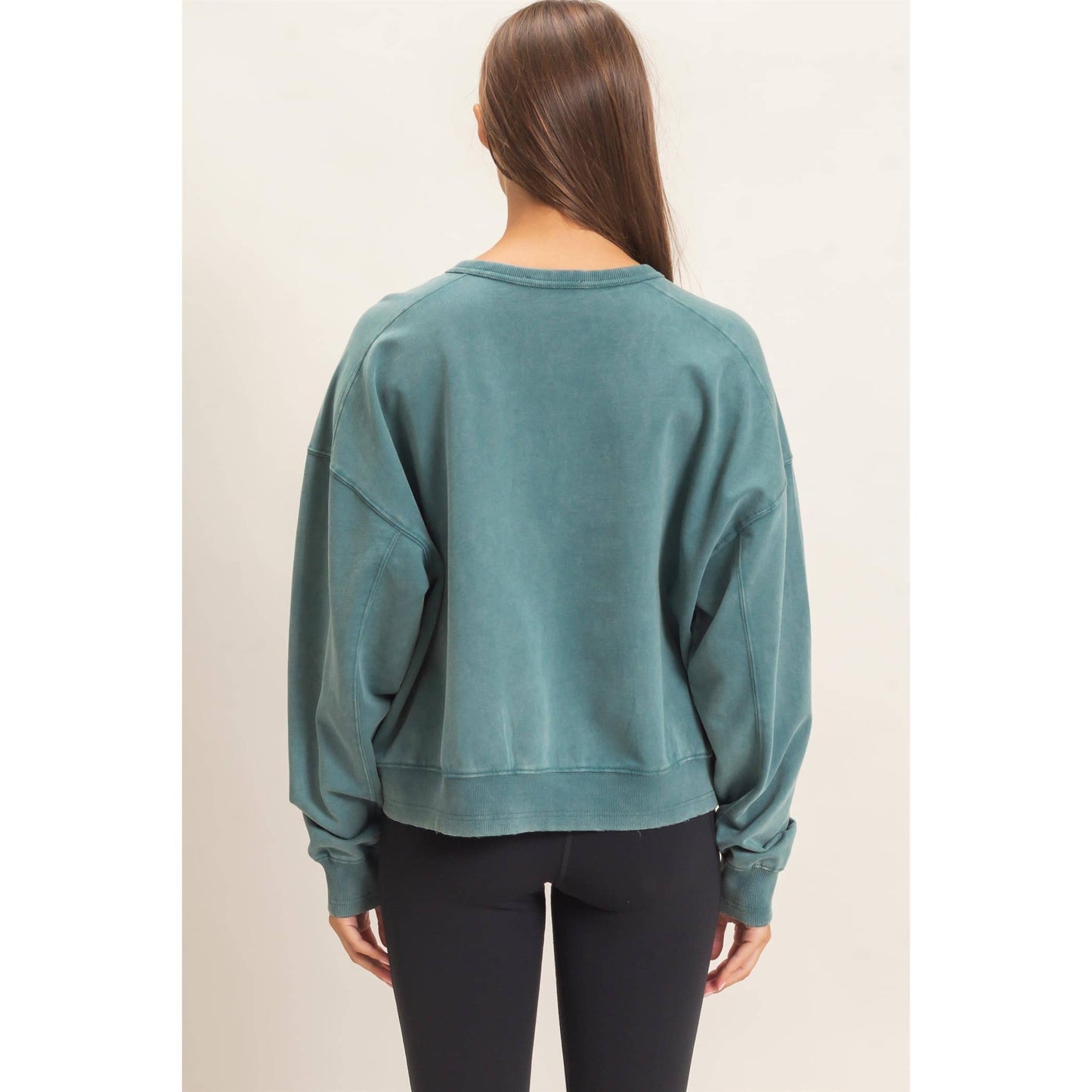 Acid Wash Seam Detail Crew Neck Sweatshirt DZ26A655