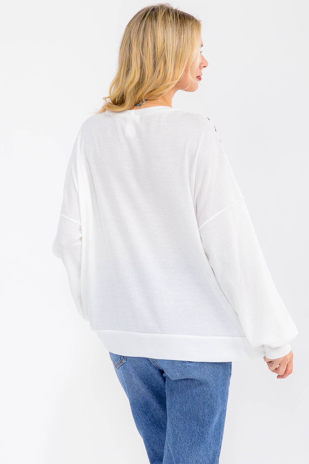 Textured Stripe Contrast Knit Top T6203