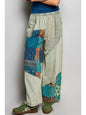 Relaxed fit patchwork woven wide leg Pants