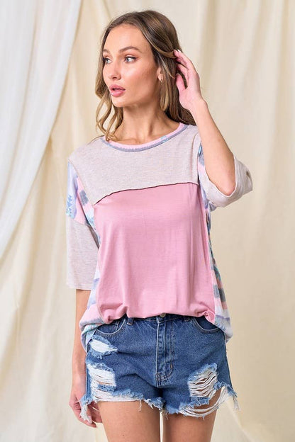 JADE / L FIND YOUR GROOVE AZTEC COLORBLOCK TOP: