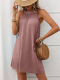 Solid Color Round Neck Hanging Neck Loose Sleeveless Dress Women