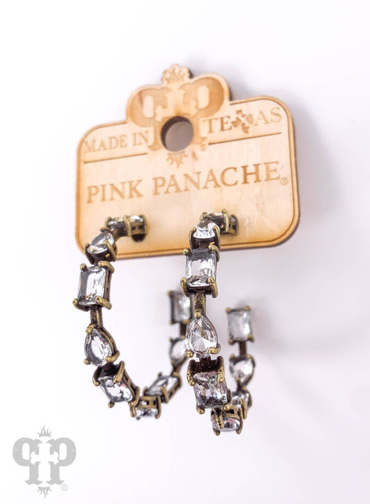 Cubic zirconia rhinestone hoop earring