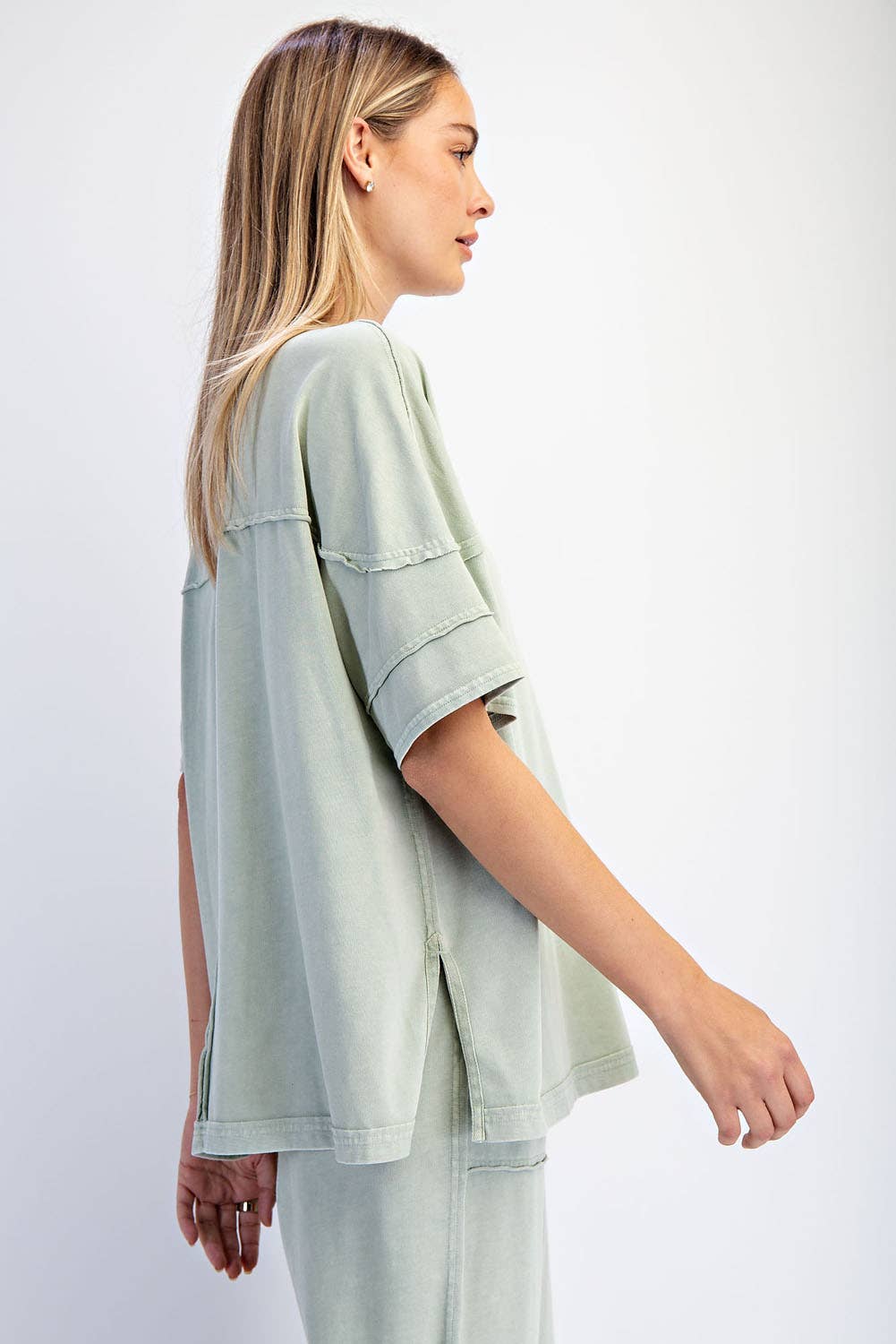 Rae Mode Mineral Washed Short Sleeve Top T Shirt T9984