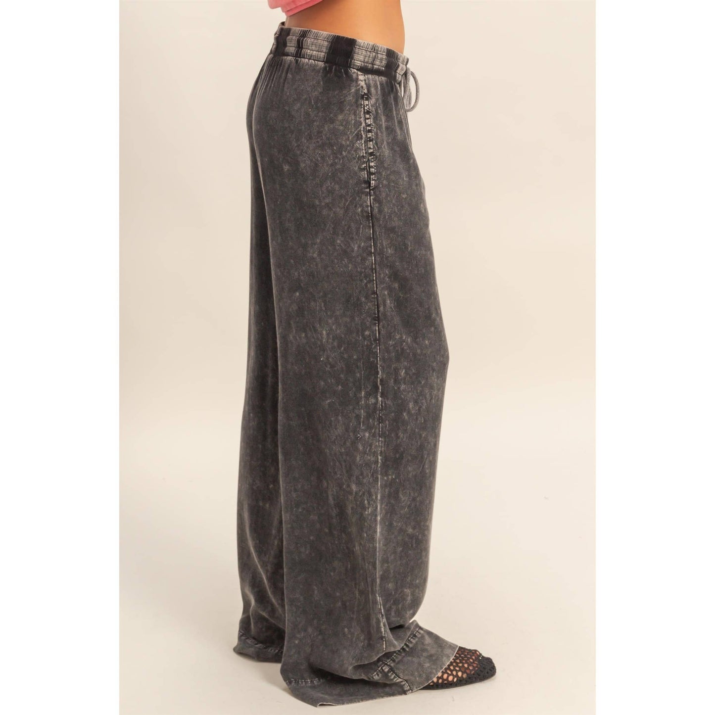 Hyfve DZ26A651 Mineral Washed Wide Leg Pants