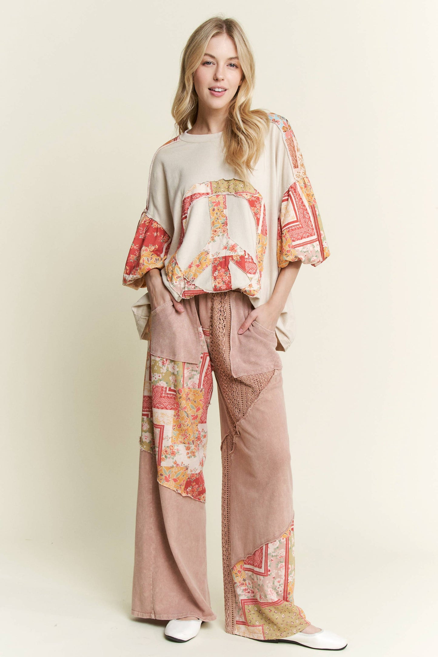Mineral Wash Floral Bandana Lace Pants HP5767P1