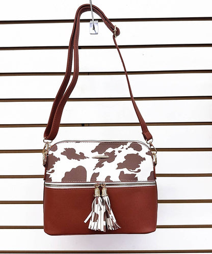 COW HANDBAG TOTE BAG CROSS BAG CLUTCH PURSE SET 3PCS