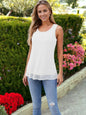 Two Layer Mesh Sleeveless Chiffon Scoop Neck Tank Top