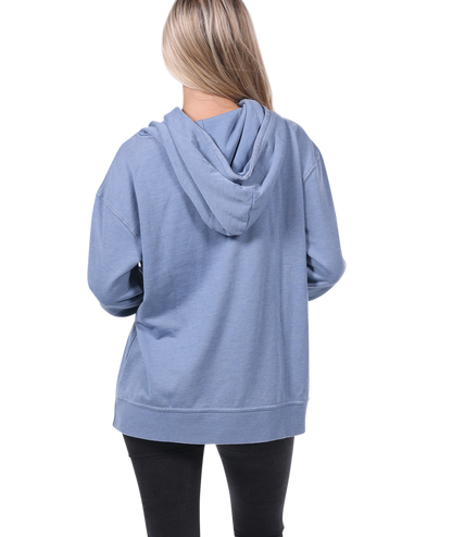 Ladies Crossover Hoodie - Garment Burnout Fleece