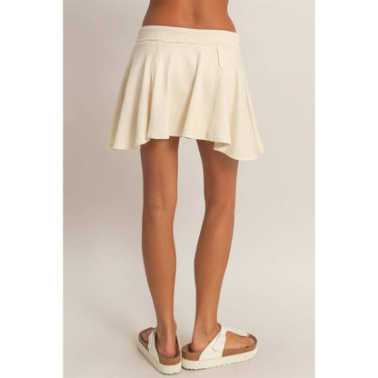 Acid Washed Mid Waist Flowy Skort