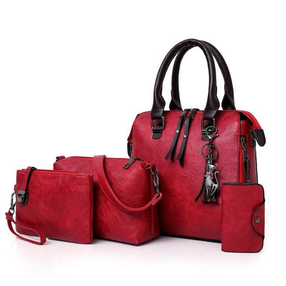 Wholesale Fashion Women Shoulder Tote Hand Bag Pu Leather Ladies 4 In 1 Set Handbags
