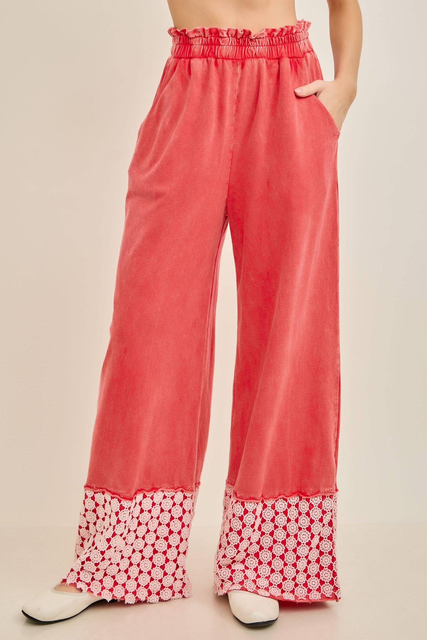Mineral Washed Flower Daisy Long Leg Pants HP6016P1