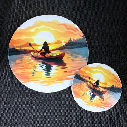 Sunset Kayaking Sticker - Transparent/Opaque Vinyl