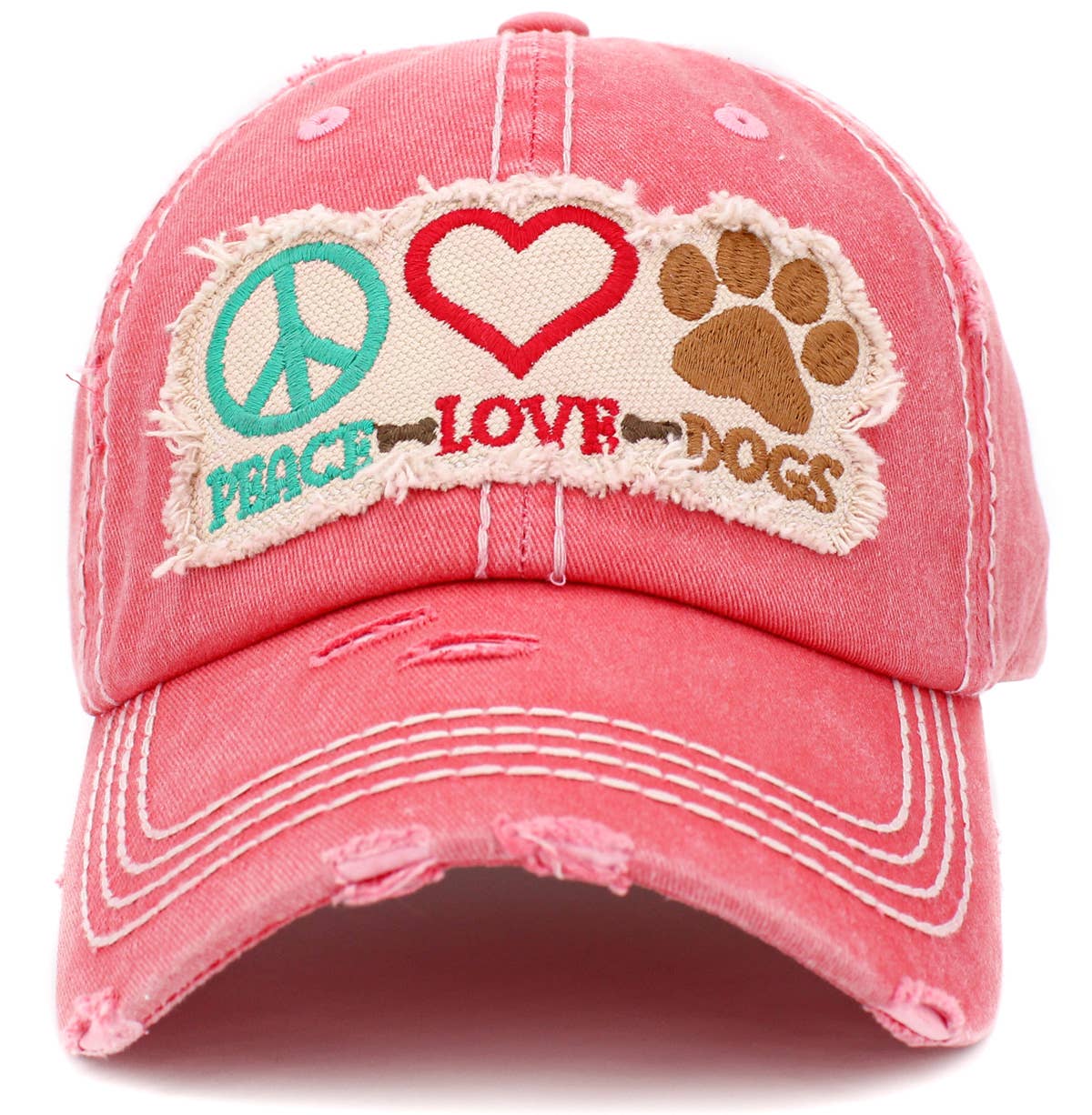 Peace Love Dogs Vintage Ballcap