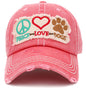 Peace Love Dogs Vintage Ballcap