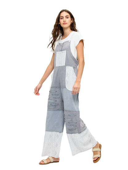 Boho Patchwork Overall Razor Cut Lace