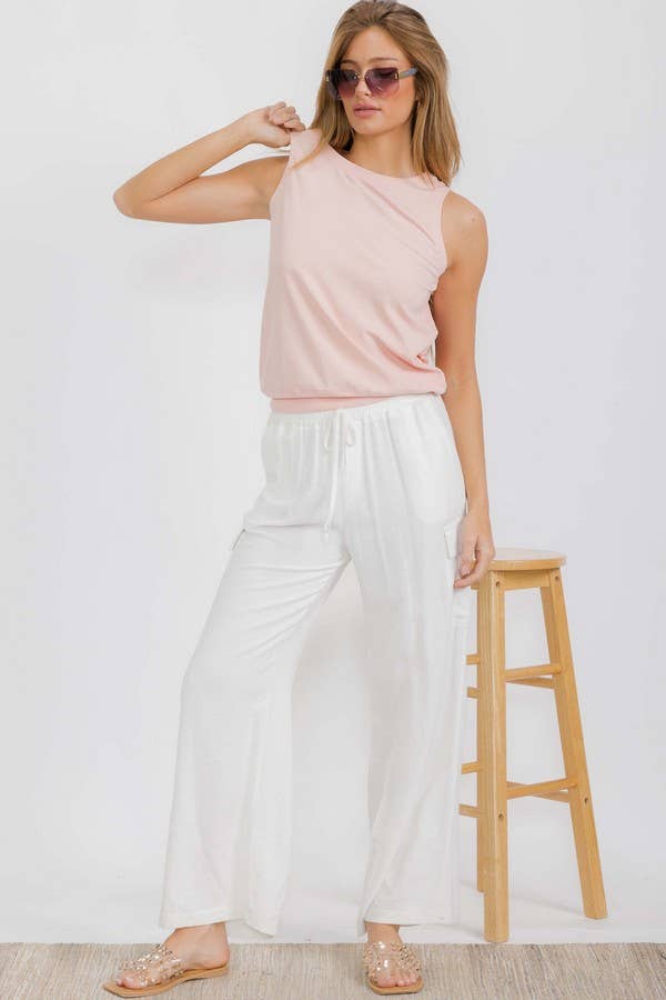 Women's Ribbed Viscose Crew Neck Loose Fit Tank