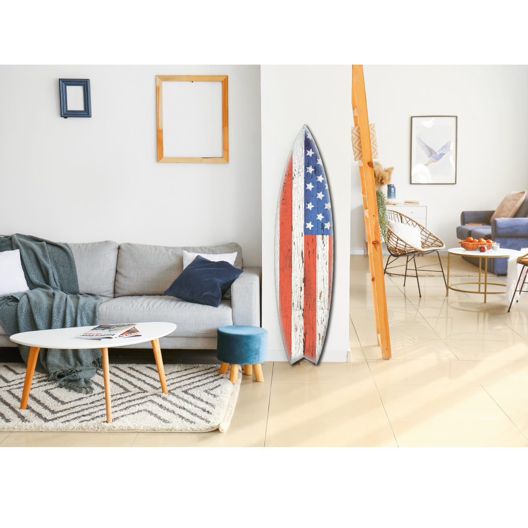 SURF BOARD WALL ACCENT US FLAG VERTICAL OR HORIZONTAL