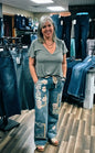 Oli & Hali Washed Block Patched Denim Pants Jeans
