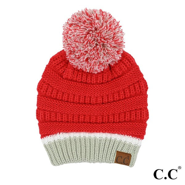 C.C HAT1430 College Football Team Color Pom Beanie