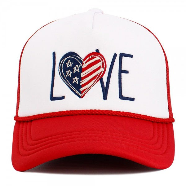 Vintage Americana Embroidered "LOVE" Trucker Hat