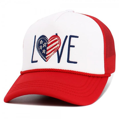 Vintage Americana Embroidered "LOVE" Trucker Hat