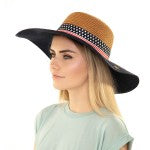 Wide Brim Hat Featuring Stars And Stripes Ribbon  -