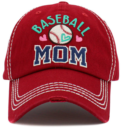 Baseball Mom Washed Vintage Ballcap: BUR