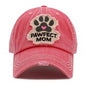 Hot Pink "Pawfect Mom" Patch Vintage Distressed Baseball Cap Hat