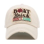 "Boat Hair Don't Care" Embroidered Patch Vintage Distressed Baseball Cap  Hat
