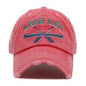 Hot Pink Vintage Distressed Baseball Cap Featuring 'Lake Life' Embroidered Hat