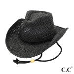 Black Cowboy Hat With Adjustable Chin Strap