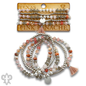 Colorful and gold bead charm bracelet stack