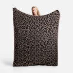 Super Soft Jacquard Leopard Print Comfy Luxe Knit Blanket