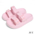 Pink Unisex Cloud Sole Slide Sandals Featuring Buckle Straps