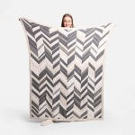 Super Soft Herringbone Print Knit ComfyLuxe Blanket