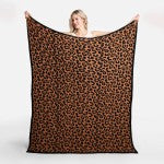 Black Super Soft Jacquard Animal Print Comfy Luxe Knit Blanket verify