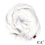 White C.C SF-800 Cable Knit Infinity Scarf