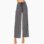 Pleated Drawstring Plaid Printed Pocket Pants