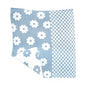 Blue Super Soft Split Flower and Checkerboard Print Blanket