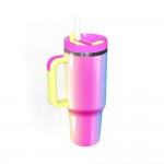 Pink Ombre 40oz Double Wall Stainless Steel Vacuum Tumbler With Handle