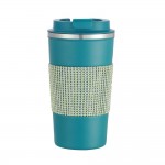 Teal Rhinestone Wrapped 17oz Stainless Coffee Tumbler